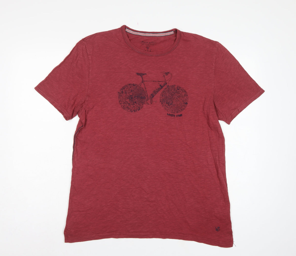 White Stuff Women Red L Basic Cotton Bicycle Graphic T-Shirt