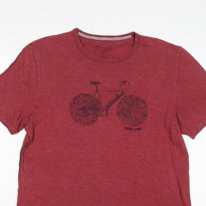 White Stuff Women Red L Basic Cotton Bicycle Graphic T-Shirt