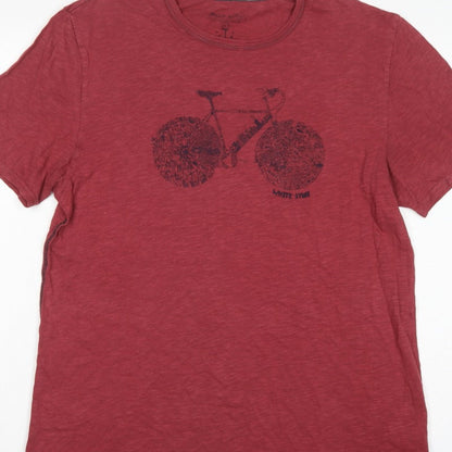 White Stuff Women Red L Basic Cotton Bicycle Graphic T-Shirt