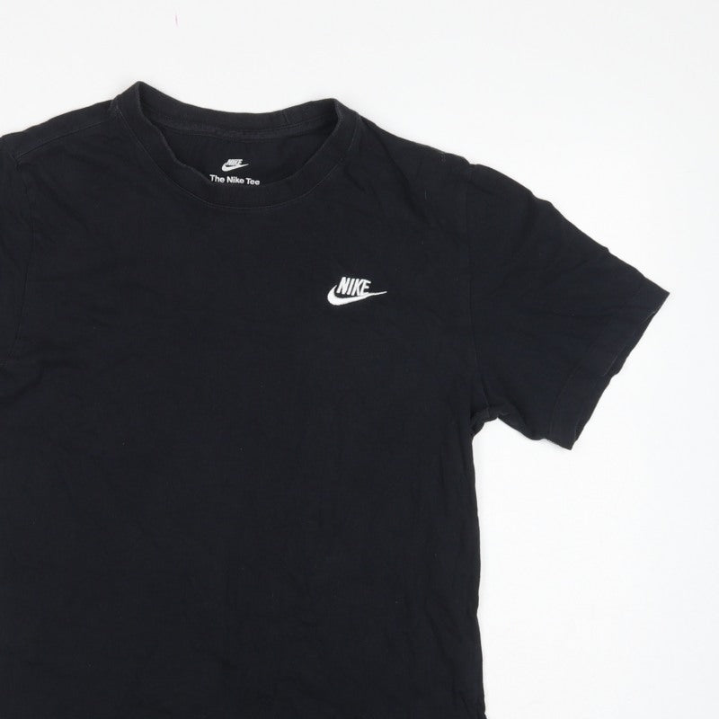 Nike Men’s Black Small Logo Cotton Crew Neck Short Sleeve T-Shirt