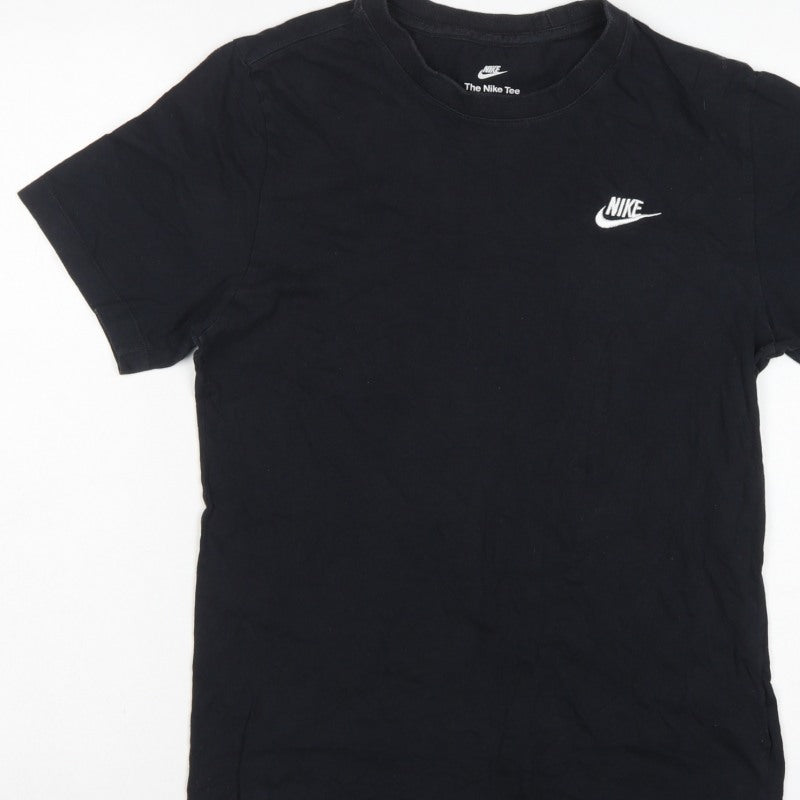 Nike Men’s Black Small Logo Cotton Crew Neck Short Sleeve T-Shirt