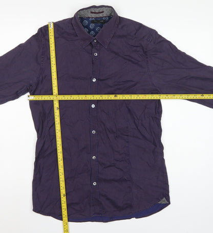Ted Baker Men’s Purple Striped Cotton Stretch Shirt Size M Long Sleeve