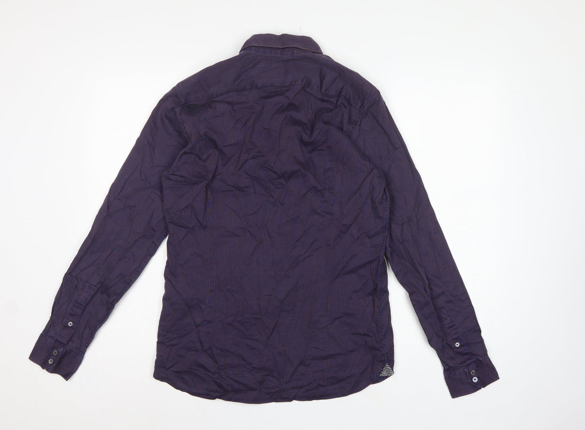 Ted Baker Men’s Purple Striped Cotton Stretch Shirt Size M Long Sleeve