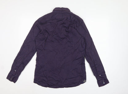 Ted Baker Men’s Purple Striped Cotton Stretch Shirt Size M Long Sleeve