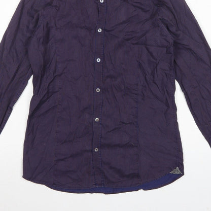 Ted Baker Men’s Purple Striped Cotton Stretch Shirt Size M Long Sleeve