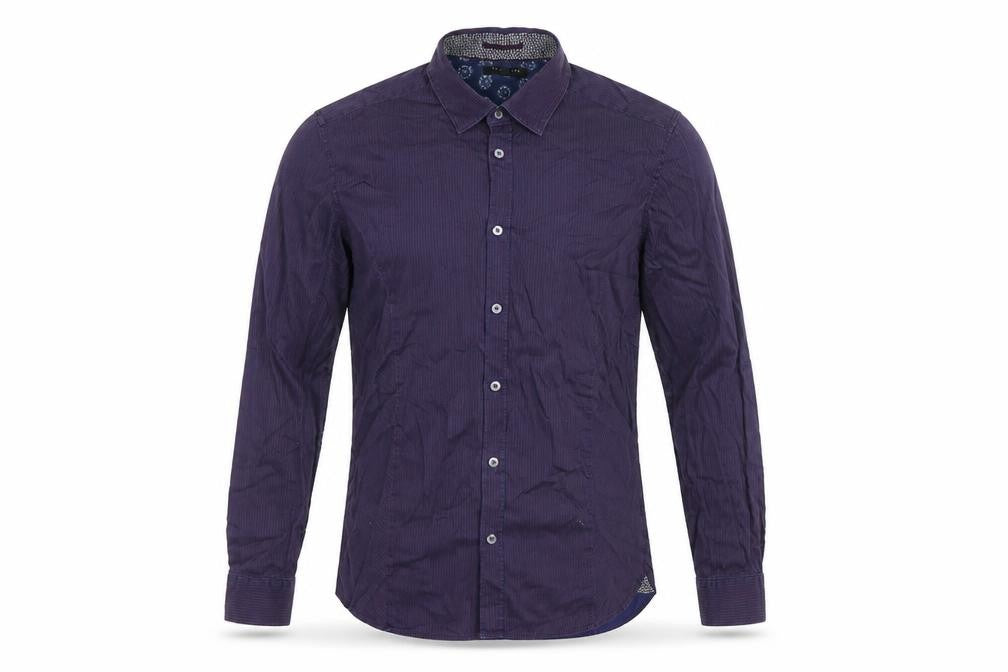 Ted Baker Men’s Purple Striped Cotton Stretch Shirt Size M Long Sleeve