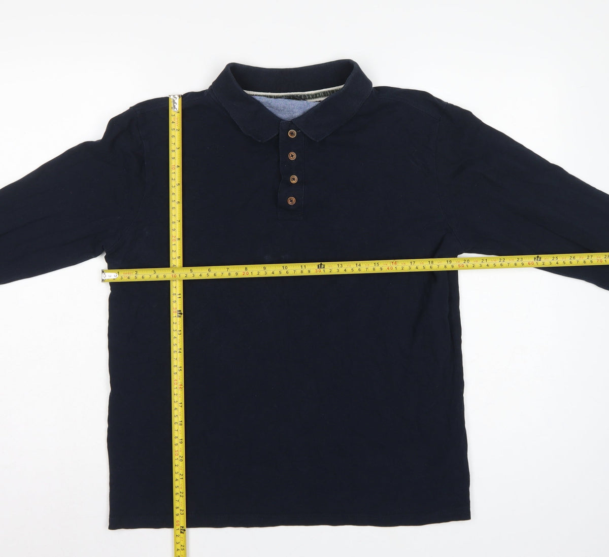 Brave Soul Men’s Blue L Long Sleeve Cotton Polo Shirt