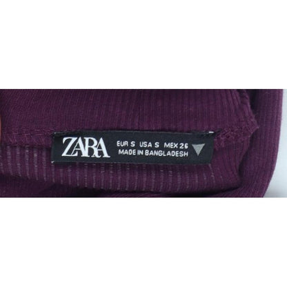 Zara Women Purple S Bodycon Midi Roll Neck Sleeveless Ribbed Dress