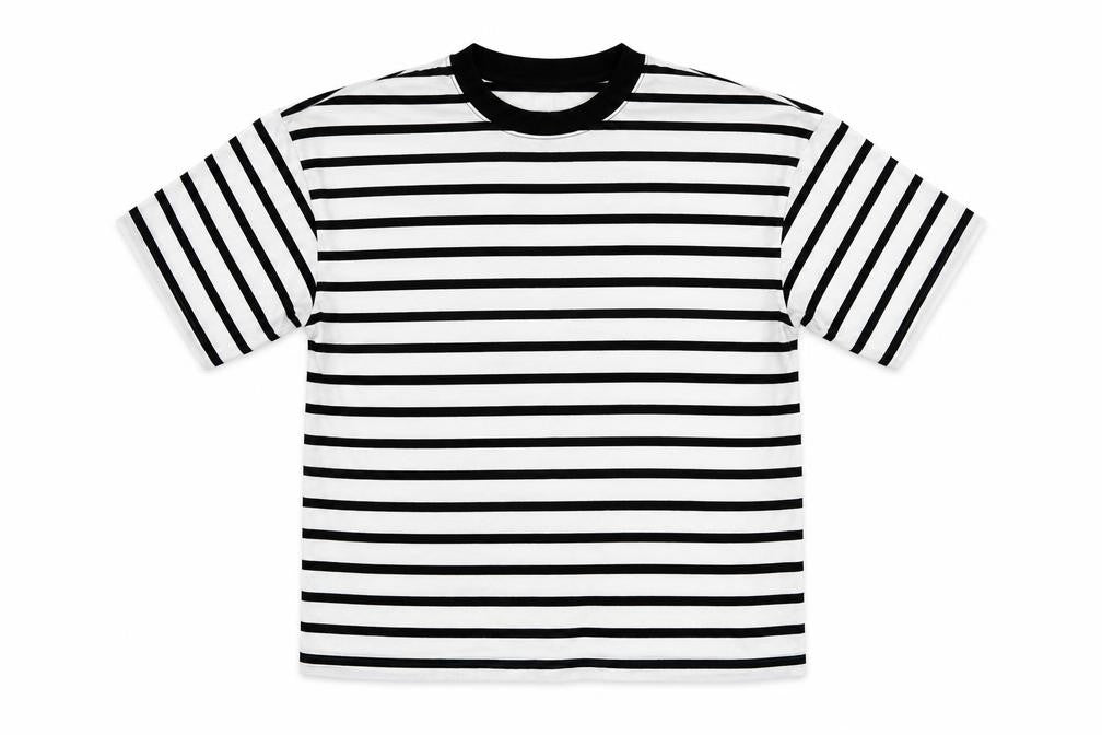 Marks and Spencer Women White Black Stripe Cotton T-Shirt UK 12 Basic