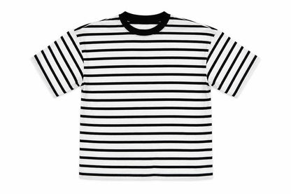 Marks and Spencer Women White Black Stripe Cotton T-Shirt UK 12 Basic