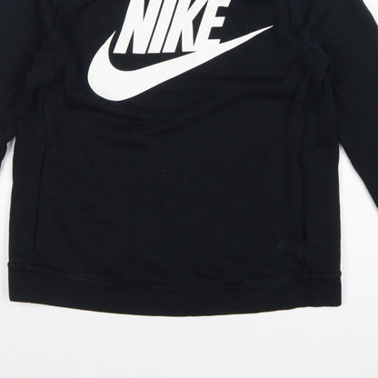 Nike Women’s Black S Pullover Sweatshirt White Logo Raglan Crew Neck
