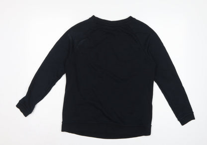Nike Women’s Black S Pullover Sweatshirt White Logo Raglan Crew Neck