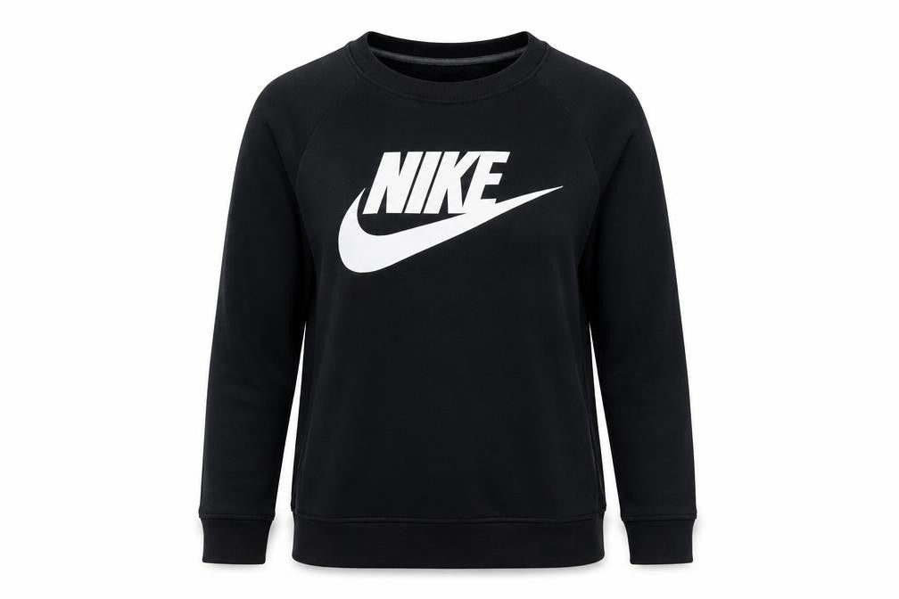 Nike Women’s Black S Pullover Sweatshirt White Logo Raglan Crew Neck
