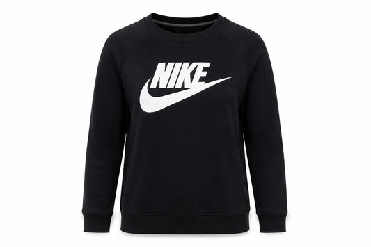 Nike Women’s Black S Pullover Sweatshirt White Logo Raglan Crew Neck
