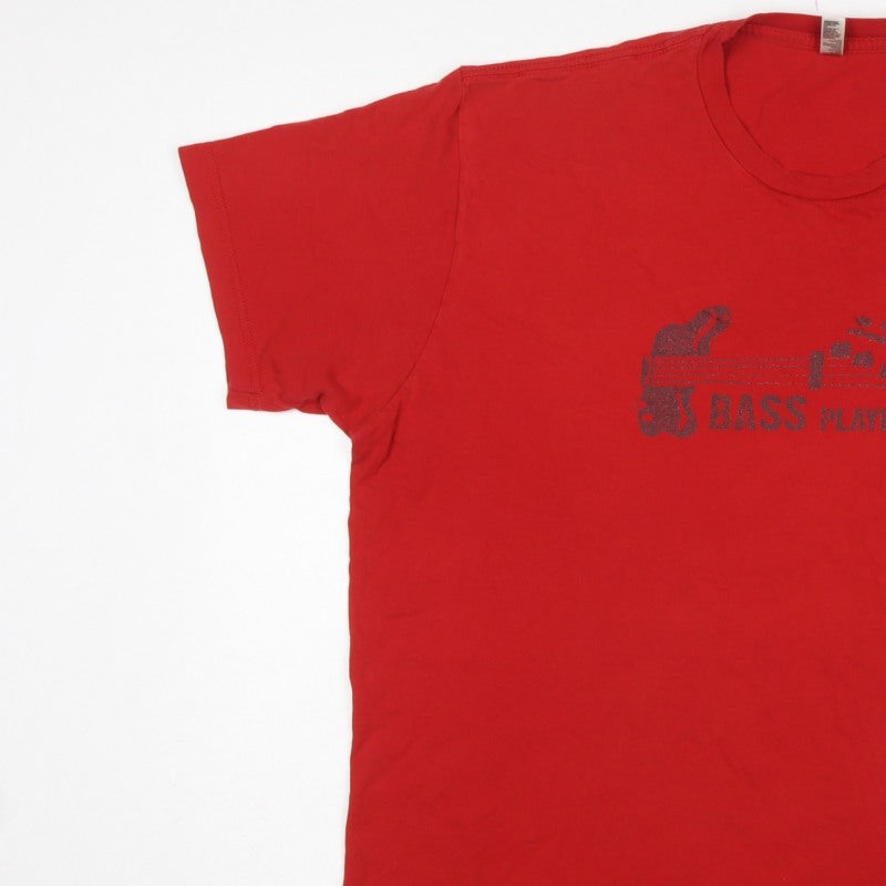 American Apparel Men's Red 2XL Bass Player Graphic Cotton T-Shirt