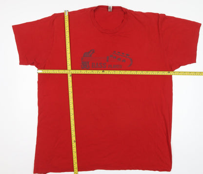 American Apparel Men's Red 2XL Bass Player Graphic Cotton T-Shirt