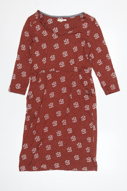 White Stuff Women Red Floral Fit & Flare Knee Length Dress UK 8