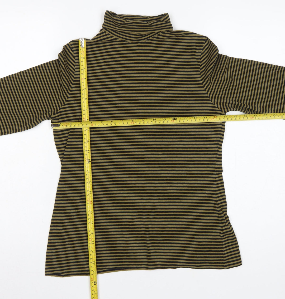 Seasalt Cornwall Women's Green Black Stripe UK 12 Jersey Roll Neck Top