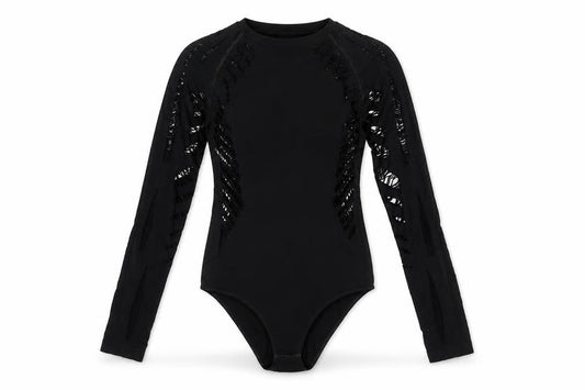 New Look Women Black M Long Sleeve Cut-Out Bodysuit Clubwear