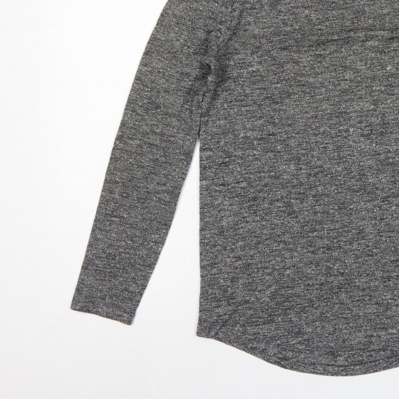 Additional view of ASOS Men Grey Marl Slim Long Sleeve Crew Neck Curved Hem T-Shirt M