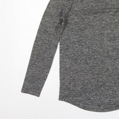 Additional view of ASOS Men Grey Marl Slim Long Sleeve Crew Neck Curved Hem T-Shirt M