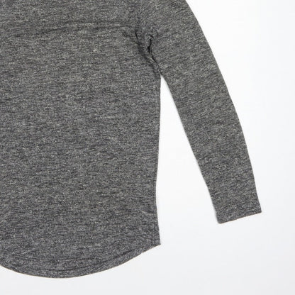 Additional view of ASOS Men Grey Marl Slim Long Sleeve Crew Neck Curved Hem T-Shirt M