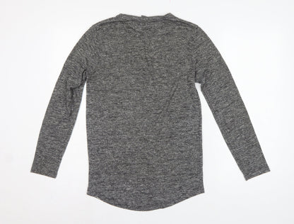 Brand and care label for ASOS Men Grey Marl Slim Long Sleeve Crew Neck Curved Hem T-Shirt M