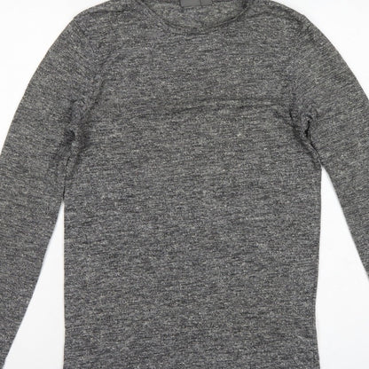 Additional view of ASOS Men Grey Marl Slim Long Sleeve Crew Neck Curved Hem T-Shirt M