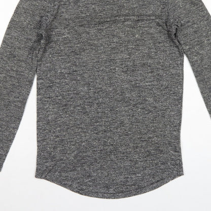 Additional view of ASOS Men Grey Marl Slim Long Sleeve Crew Neck Curved Hem T-Shirt M
