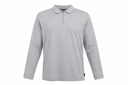 French Connection Men Grey 2XL Long Sleeve 1/4 Zip Polo Shirt