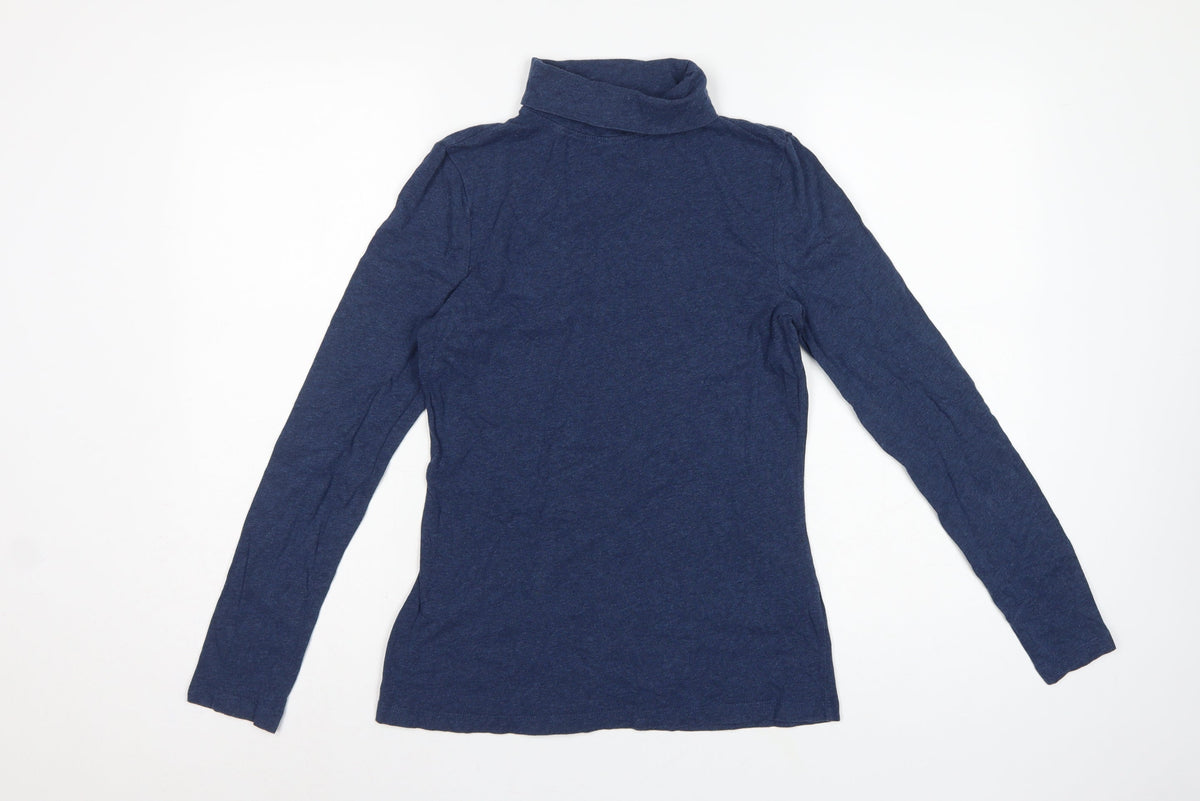 Seasalt Cornwall Women Blue UK 10 Landing Organic Cotton Roll Neck Top