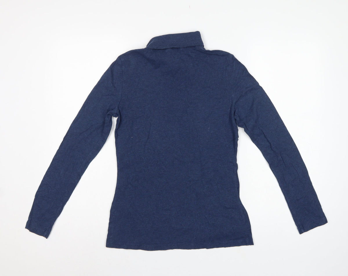 Seasalt Cornwall Women Blue UK 10 Landing Organic Cotton Roll Neck Top