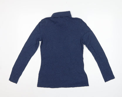 Seasalt Cornwall Women Blue UK 10 Landing Organic Cotton Roll Neck Top