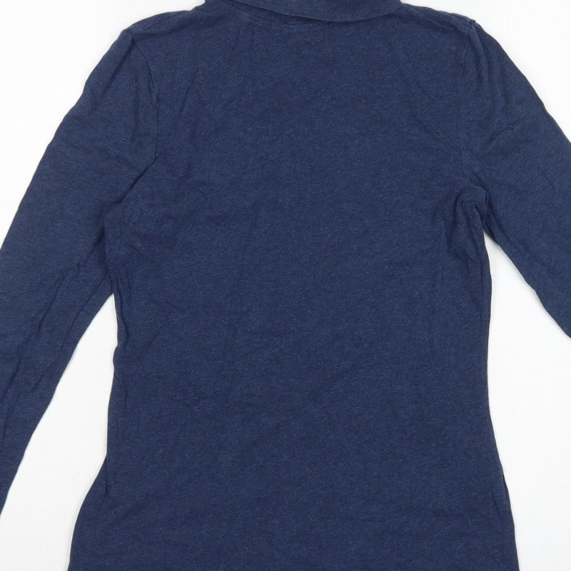 Seasalt Cornwall Women Blue UK 10 Landing Organic Cotton Roll Neck Top
