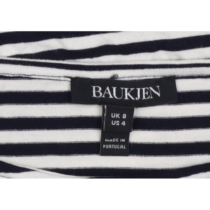 Baukjen Women Blue White Striped UK 8 Basic Boat Neck 3/4 Sleeve Jersey Top