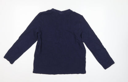 H&M Men's Blue M Long Sleeve Waffle Knit Henley Cotton T-Shirt