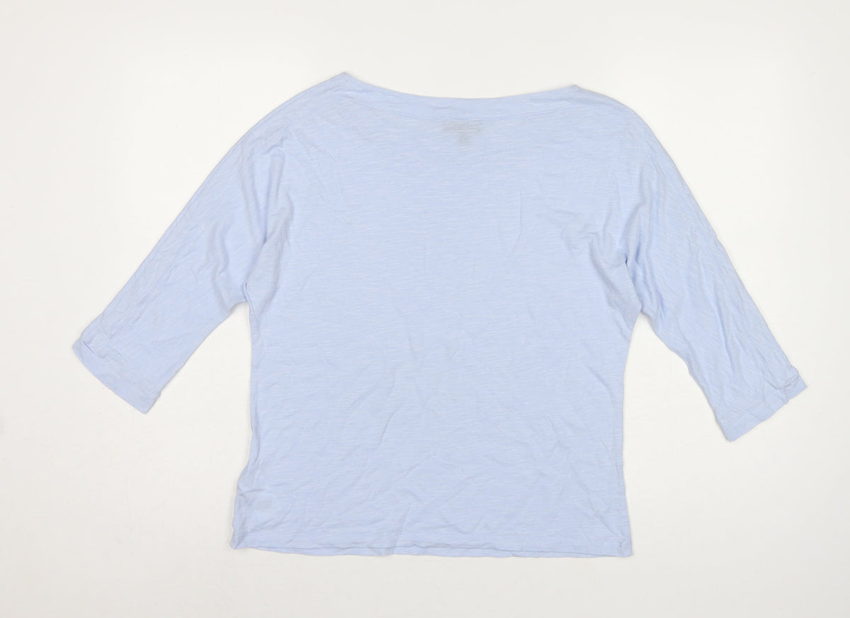 Phase Eight Women Blue UK 12 Modal Cotton Raglan 3/4 Sleeve T-Shirt