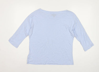 Phase Eight Women Blue UK 12 Modal Cotton Raglan 3/4 Sleeve T-Shirt