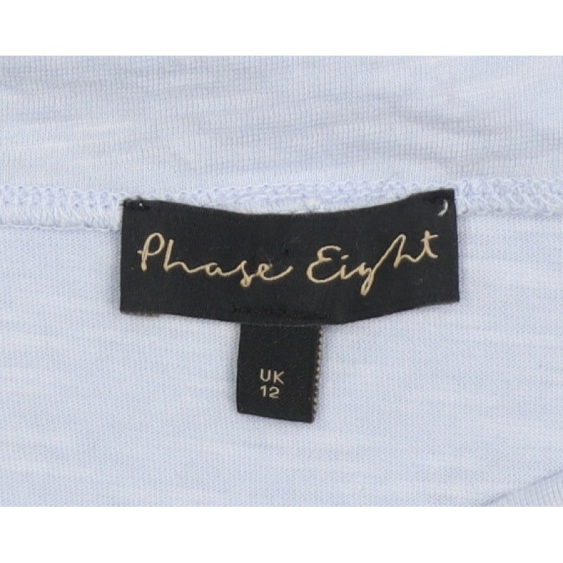 Phase Eight Women Blue UK 12 Modal Cotton Raglan 3/4 Sleeve T-Shirt