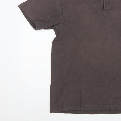 CAT Mens Brown L Premium Workwear Logo Short Sleeve Polo Shirt