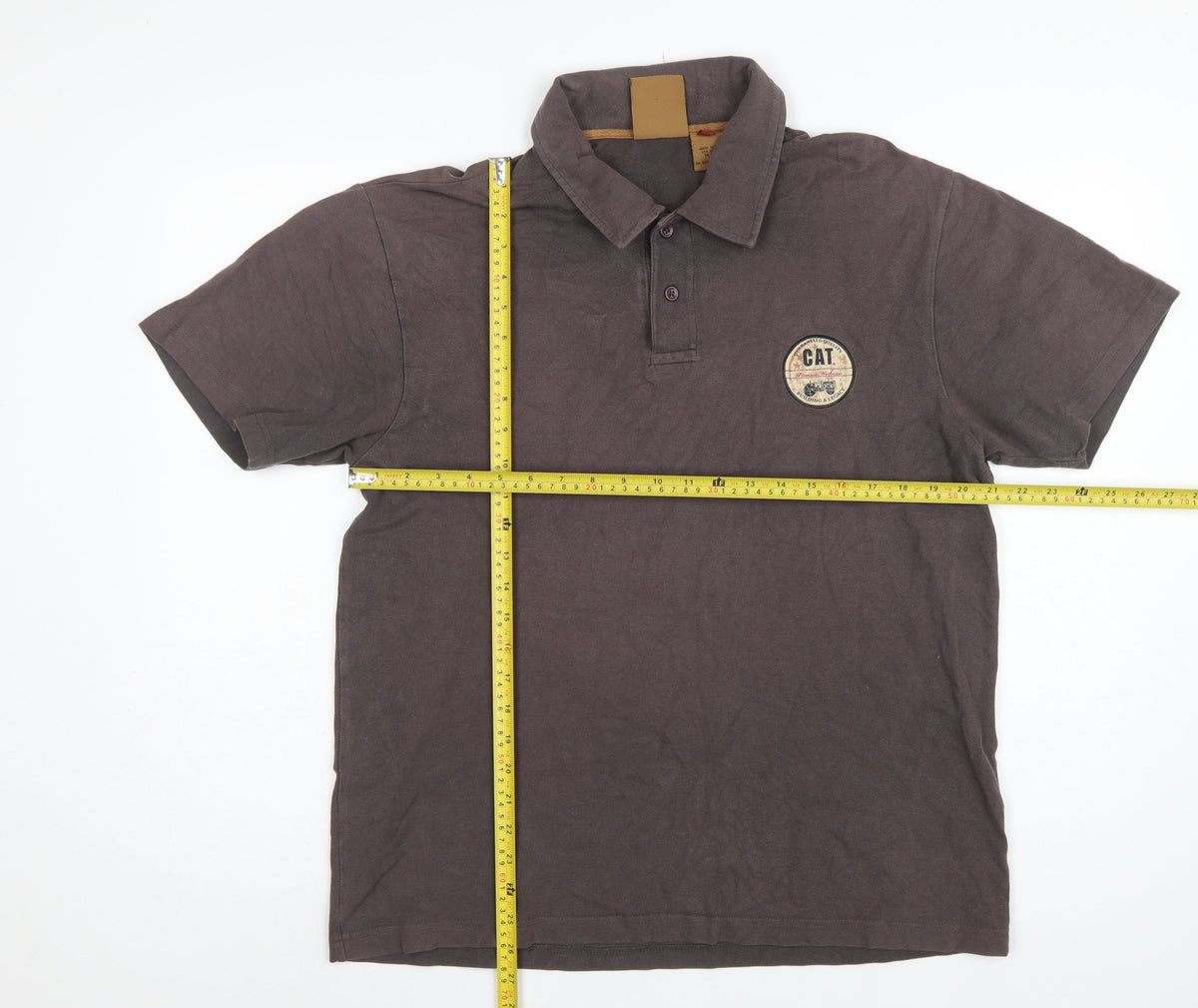 CAT Mens Brown L Premium Workwear Logo Short Sleeve Polo Shirt