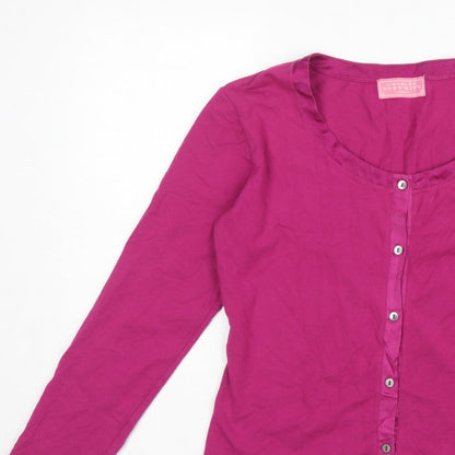 Charles Tyrwhitt Women’s Pink M Cotton Stretch Button-Up Scoop Neck Top
