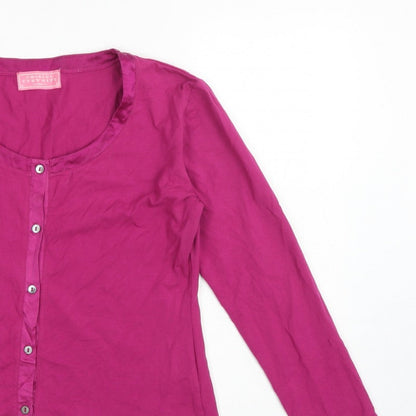 Charles Tyrwhitt Women’s Pink M Cotton Stretch Button-Up Scoop Neck Top