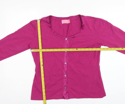 Charles Tyrwhitt Women’s Pink M Cotton Stretch Button-Up Scoop Neck Top