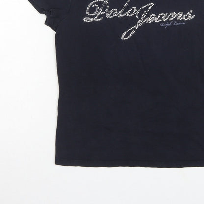 Polo Jeans Ralph Lauren Women Black XL Rhinestone Logo Stretch T-Shirt