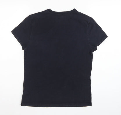 Polo Jeans Ralph Lauren Women Black XL Rhinestone Logo Stretch T-Shirt