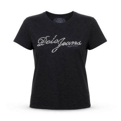 Polo Jeans Ralph Lauren Women Black XL Rhinestone Logo Stretch T-Shirt