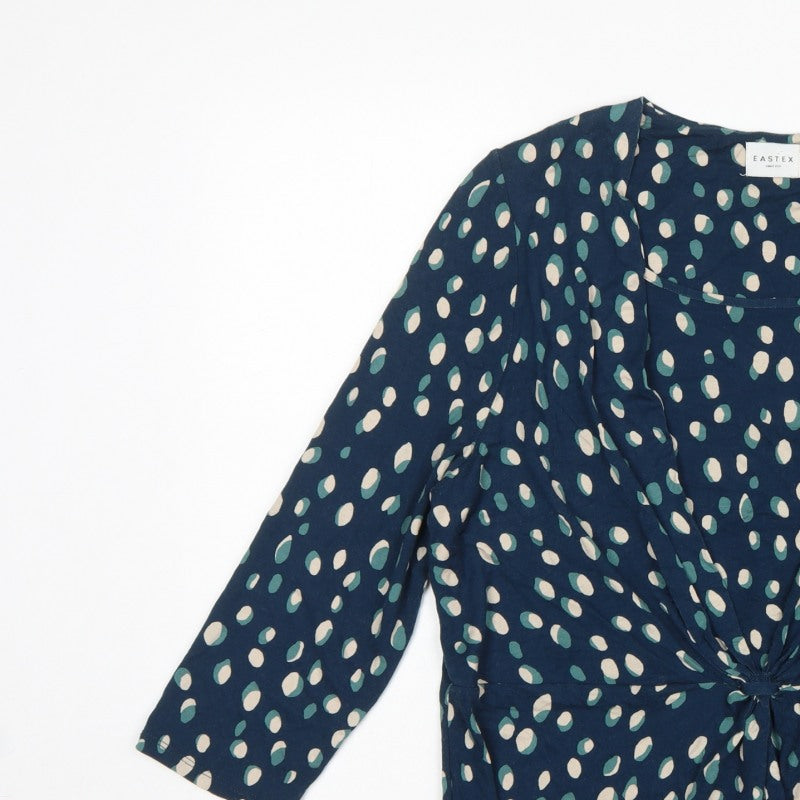Eastex Women’s Blue Spot Print Wrap Blouse UK 18 Long Sleeve