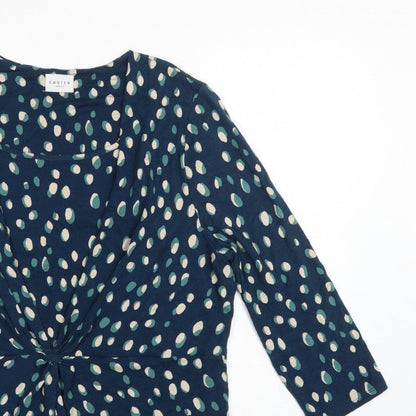 Eastex Women’s Blue Spot Print Wrap Blouse UK 18 Long Sleeve