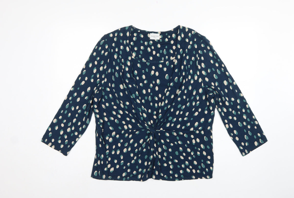 Eastex Women’s Blue Spot Print Wrap Blouse UK 18 Long Sleeve